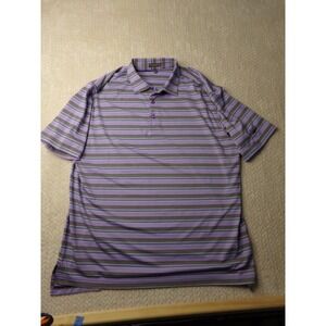 Peter Millar Polo Shirt Mens XL Purple Blue Grey Striped Summer Comfort Golf
